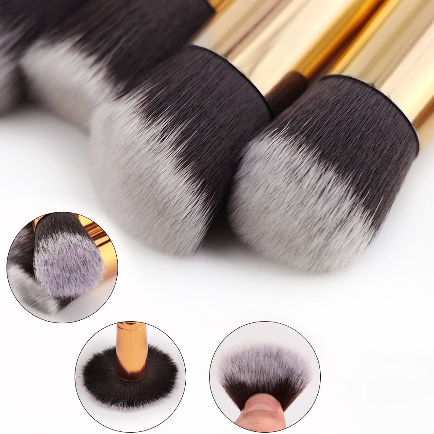 10 Pcs Makeup Brush Set Golden With Bag