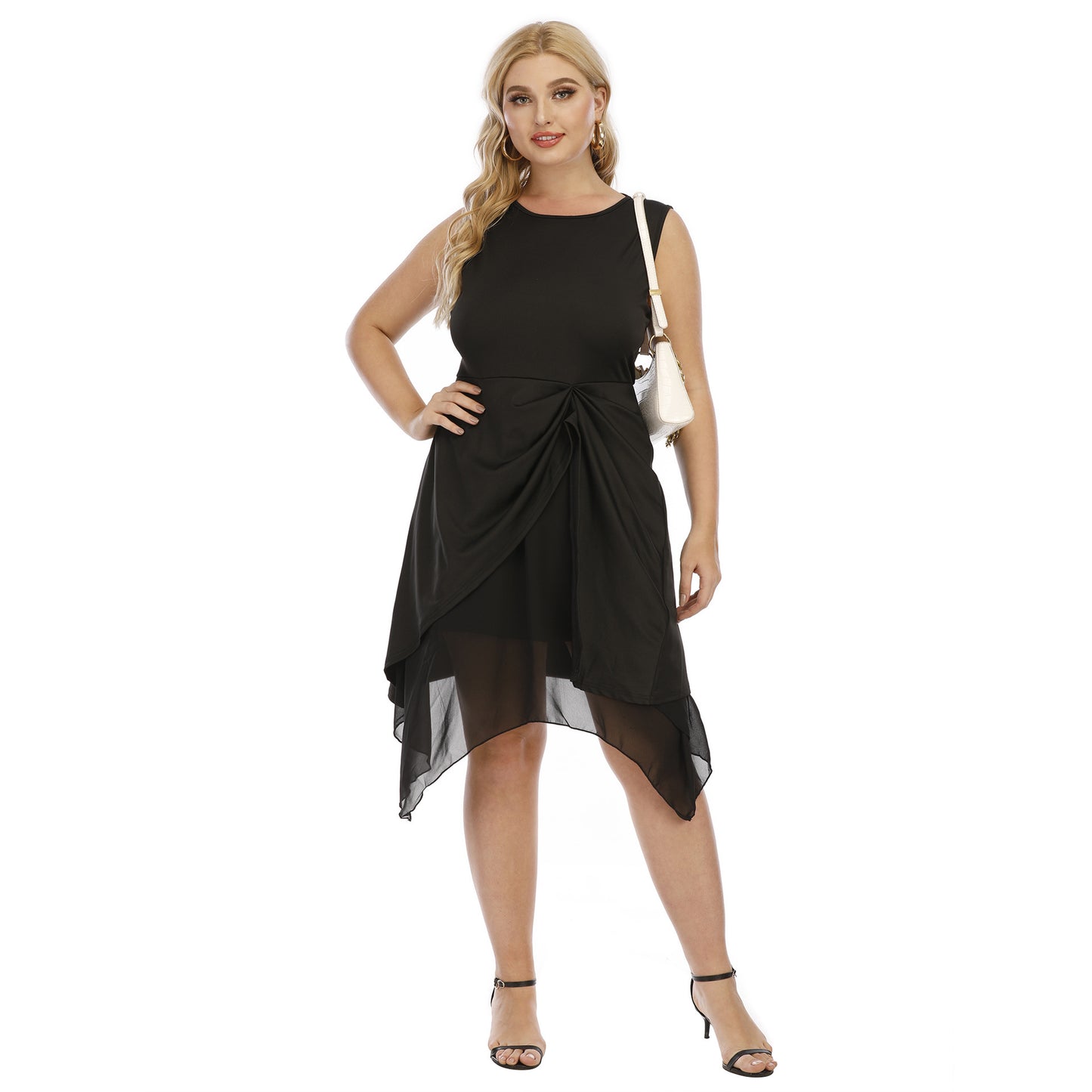 Plus Size Women's Irregular Mesh Stitching Vest Dress