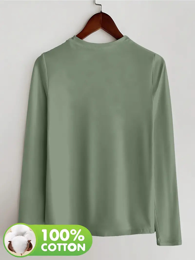 Unprinted Cotton Top Solid Color Casual