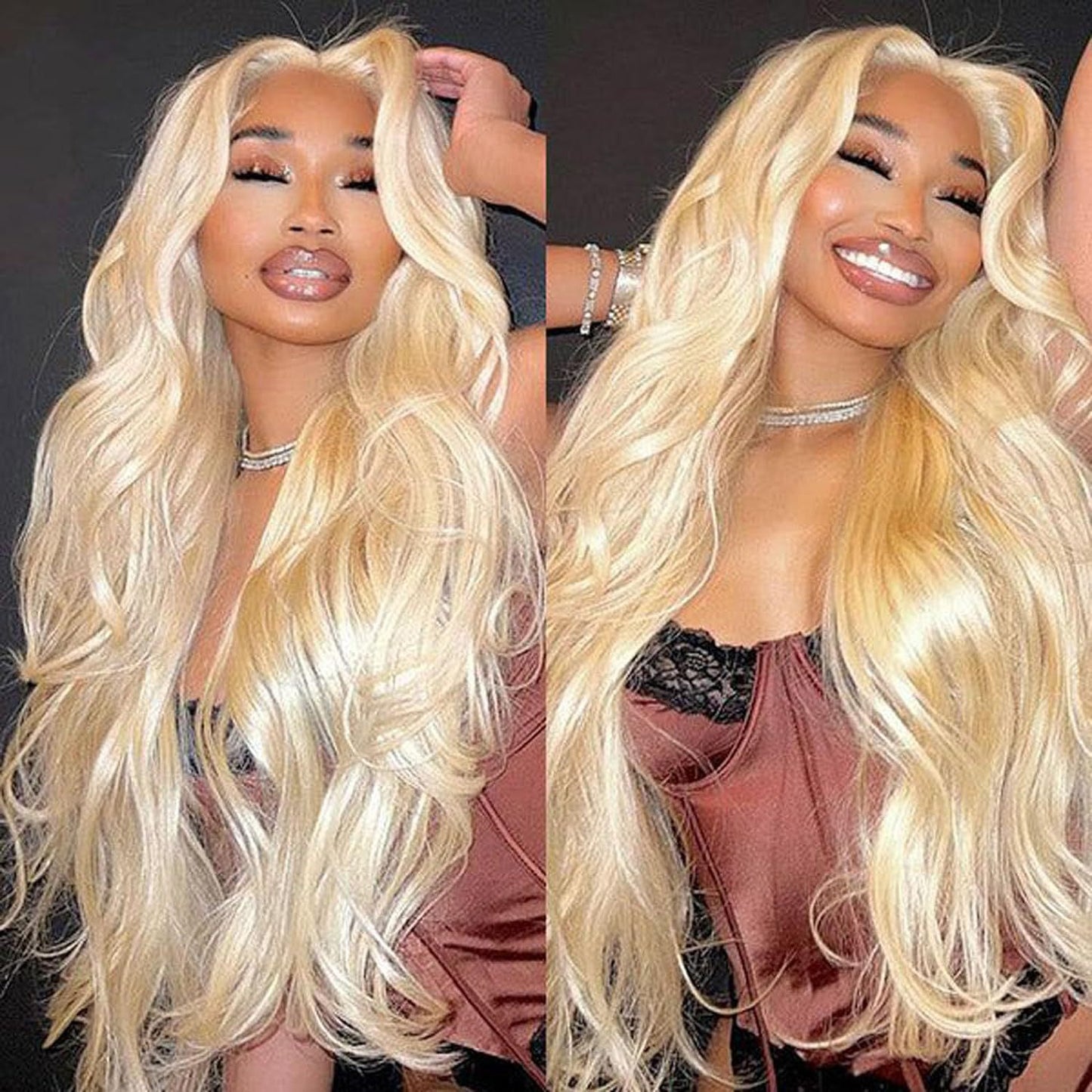 European And American Women's Lace Front Synthetic Fiber Wig With Middle Parting