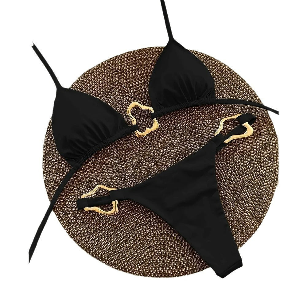 New Pure Color Tied Split Women's Swimsuit