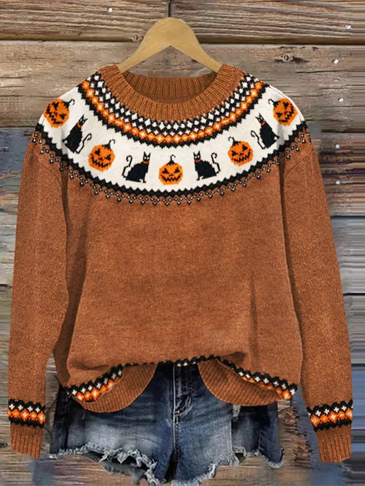 Hooded Thick Needle Fabric Trendy Round Neck Sweater