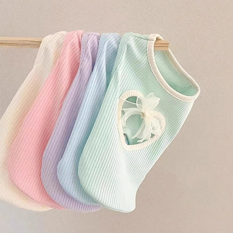 Spring And Summer Dog Japanese And Korean Style Thin Vest Bow Cute Style Vest Small Dog Cat Pet Dog Clothes