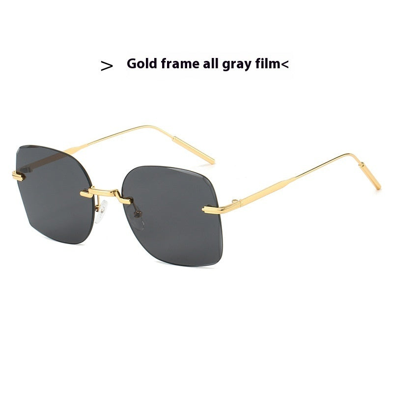 Frameless Trimming Square Metal Fashion Sunglasses