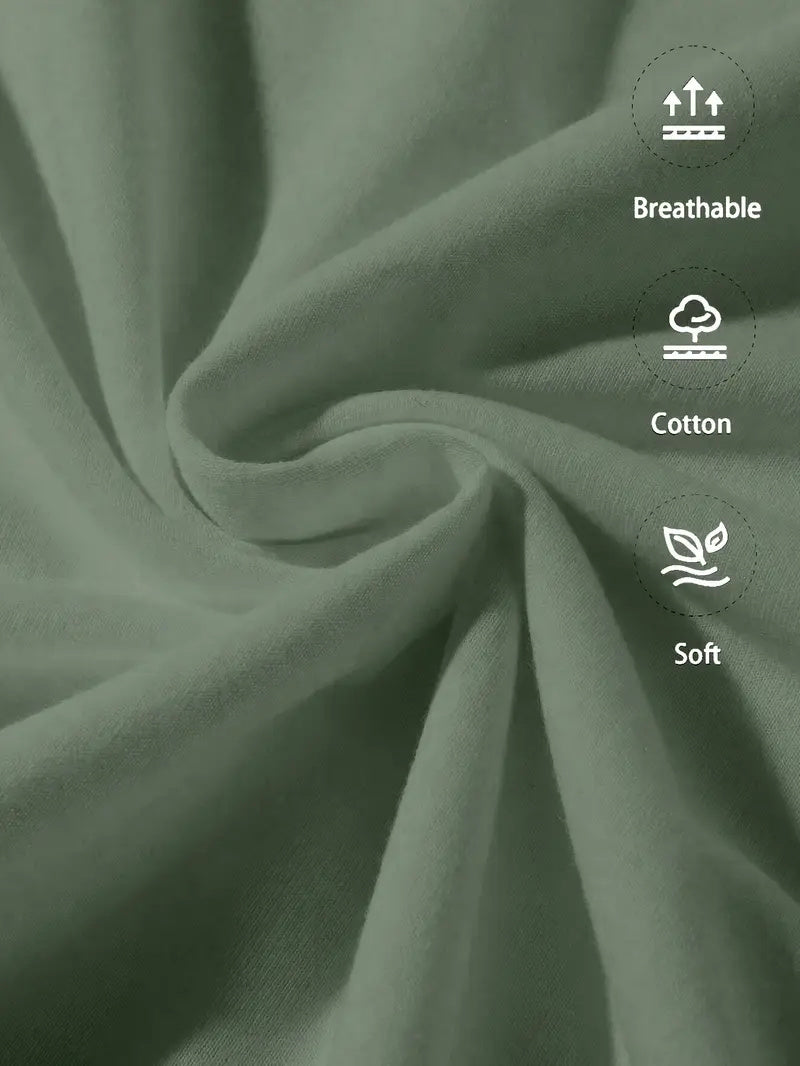 Unprinted Cotton Top Solid Color Casual