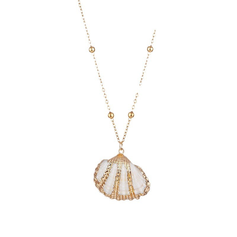 Ins Style Women's Beach Shell Gold-plated Edge Pendant Conch Necklace