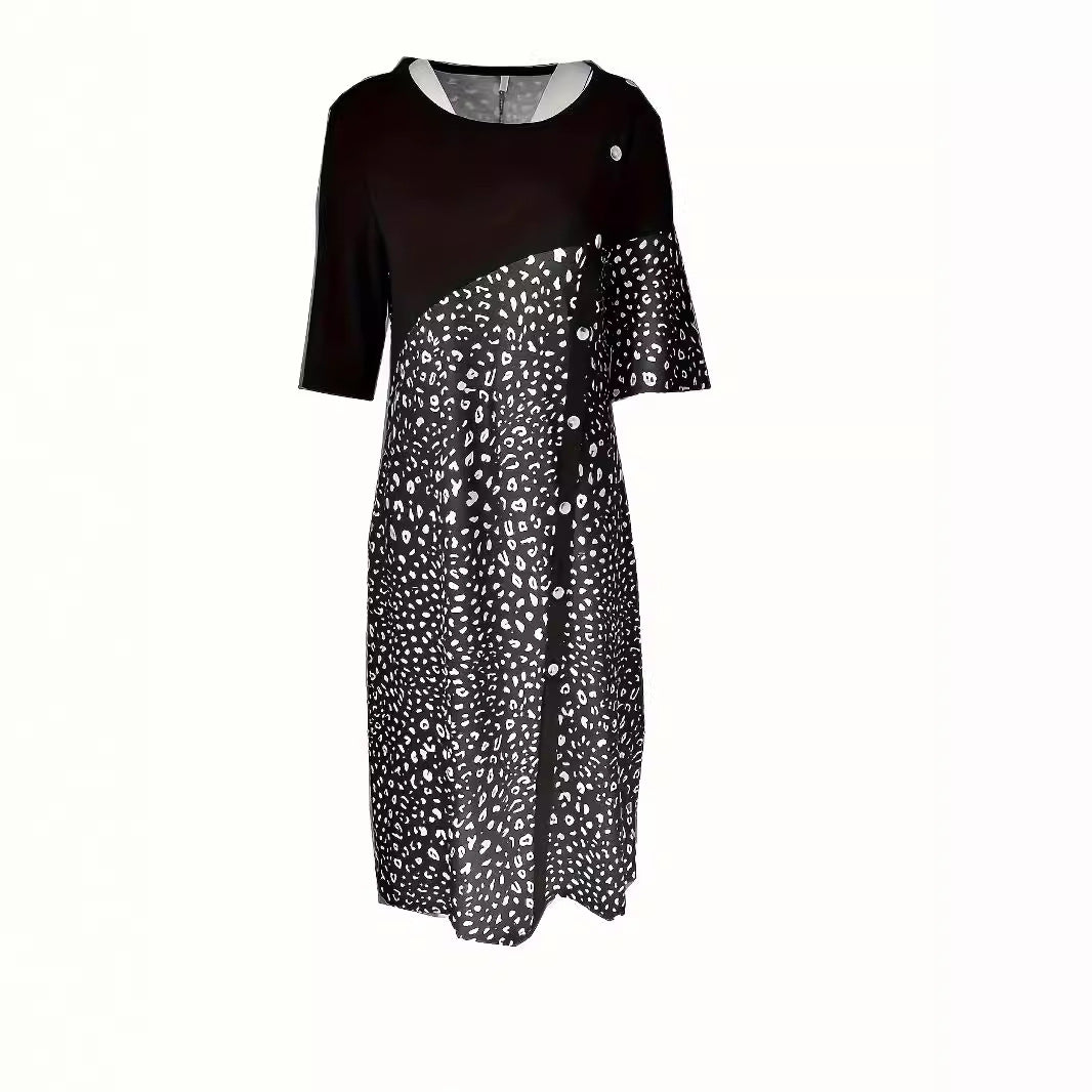 Women's Fashion Printed Pocket Button Dress