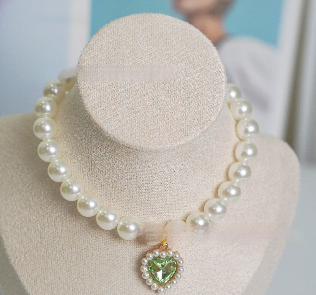 Pearl Necklace Love Gem Cat Collar