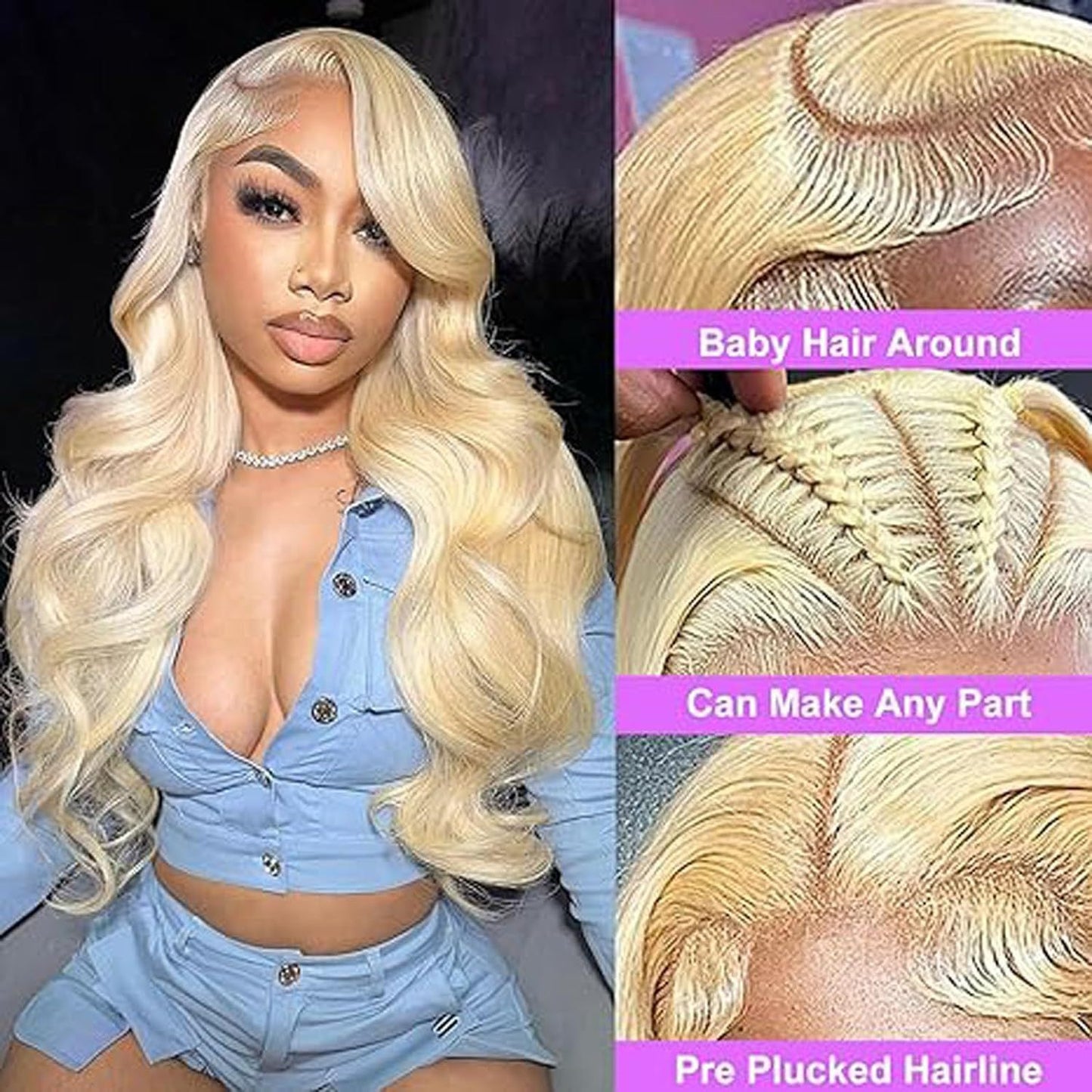 European And American Women's Lace Front Synthetic Fiber Wig With Middle Parting