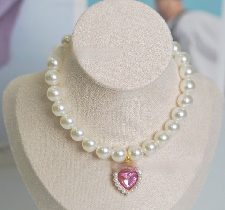 Pearl Necklace Love Gem Cat Collar