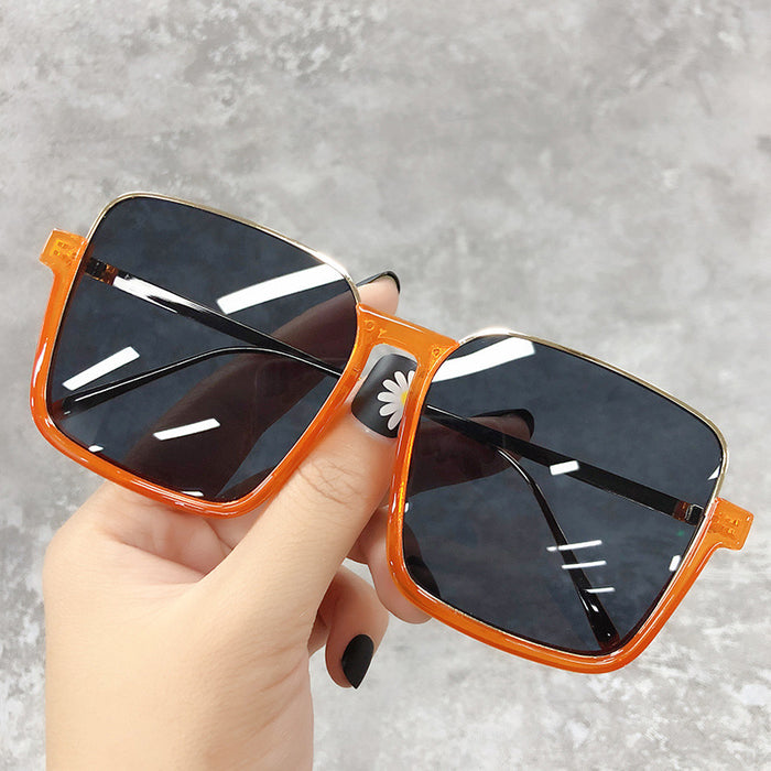 Women's Alloy Plastic Lower Semi-rimless Slimming Sun Glasses