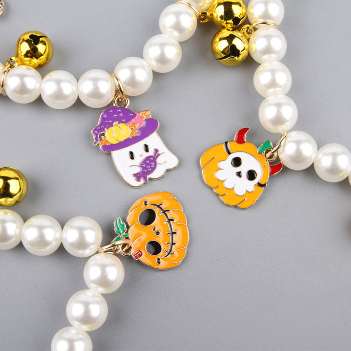 Pet Pearl Necklace Decoration Halloween Cat Collar