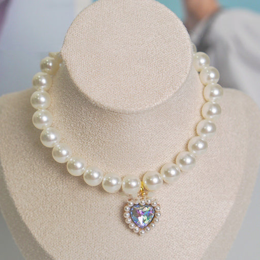 Pearl Necklace Love Gem Cat Collar