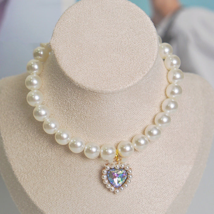 Pearl Necklace Love Gem Cat Collar