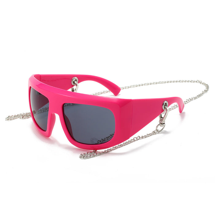 New Large Frame Fashion Sun Glasses Strap Chain