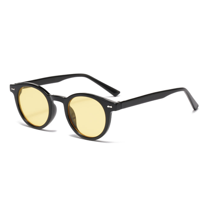 New Beige Nail Round Frame Sunglasses Retro Personality Trendy Sunglasses For Women