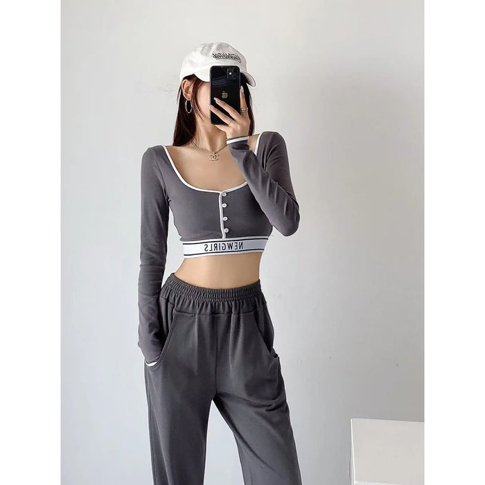 High Waist Bare Midriff Slim Fit Inner Sports Top