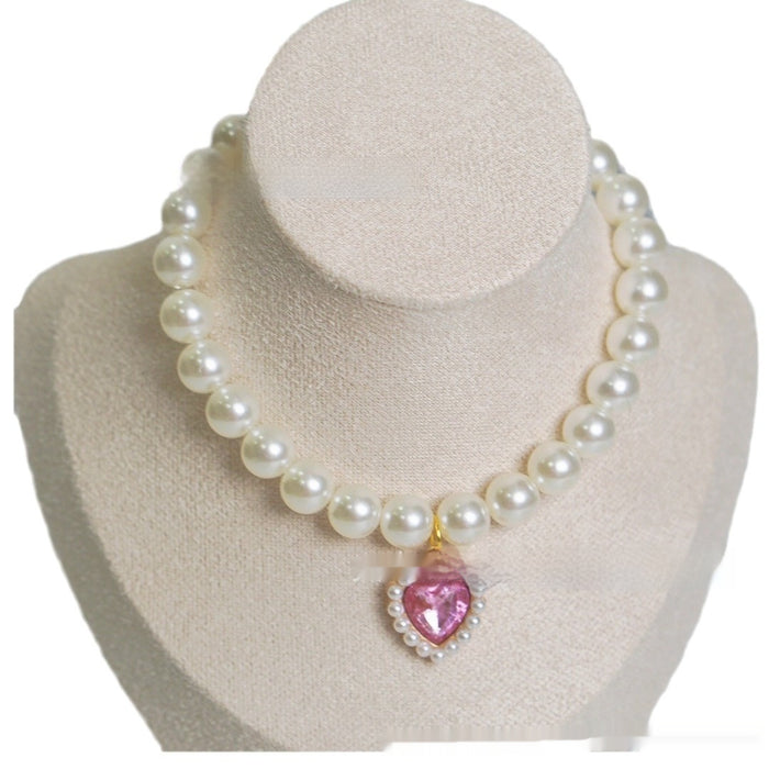 Pearl Necklace Love Gem Cat Collar