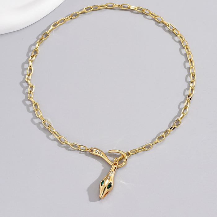 High Class Elegant Metal Snake Series Diamond-studded Necklace