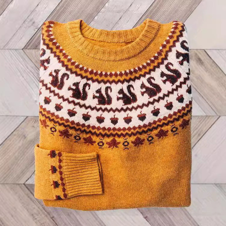 Hooded Thick Needle Fabric Trendy Round Neck Sweater