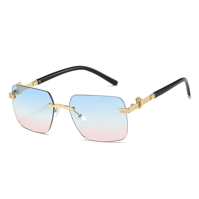 Men's And Women's Same Frameless Trimming Leopard Snake Sunglasses