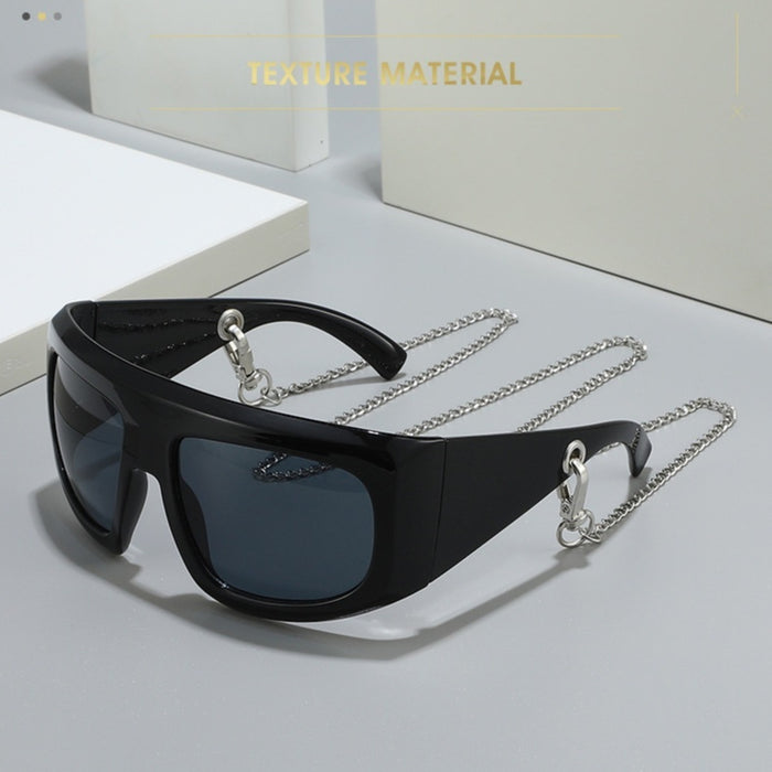 New Large Frame Fashion Sun Glasses Strap Chain