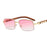 CT382 Metal Small Square Box Color Wood Grain Sunglasses Plain Glasses