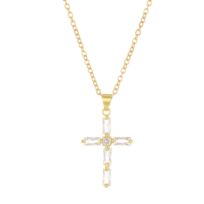 Diamond Cross Necklace Female Cross Pendant Clavicle Chain