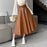 Women's A- Line High Waist Leather Skirt Midi Skirt