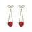 Autumn And Winter Golden Bow With Red Rhinestone Fashion Simple Eardrops