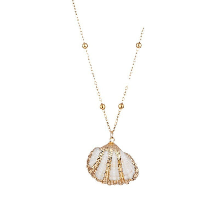 Ins Style Women's Beach Shell Gold-plated Edge Pendant Conch Necklace