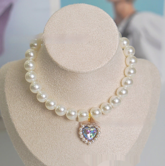 Pearl Necklace Love Gem Cat Collar