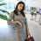 Color Stitching Knitted Cardigan Sheath Skirt Two-piece Set For Women