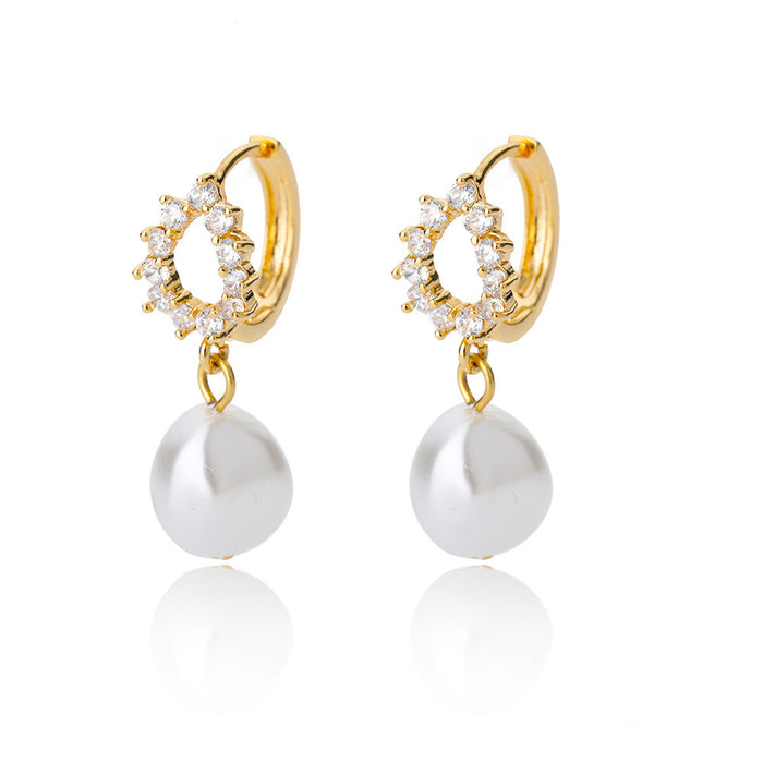 Geometric Circular Design Water Pearl Earrings