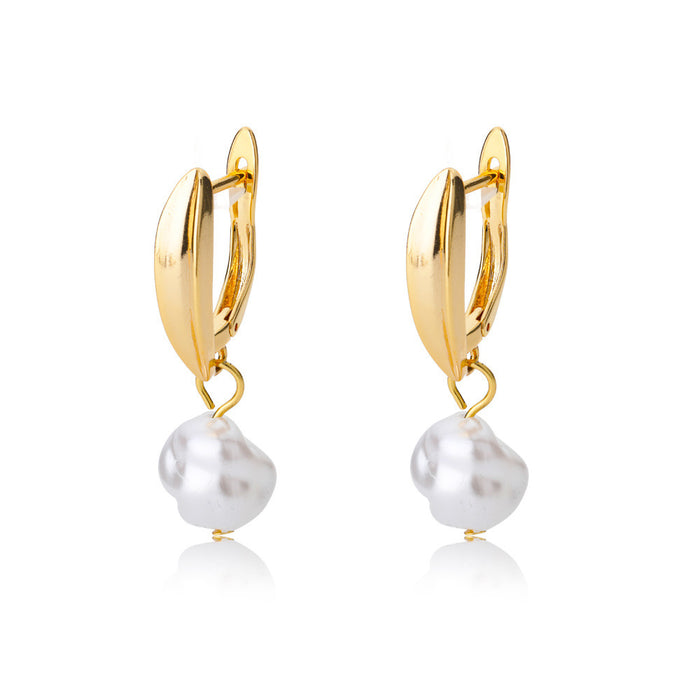 Geometric Circular Design Water Pearl Earrings