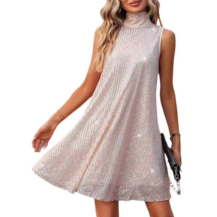 Women's Fashion Sexy Sequin Shiny Sleeveless Pullover Dress