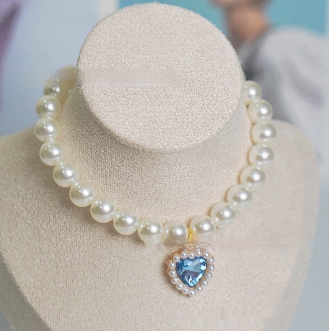 Pearl Necklace Love Gem Cat Collar