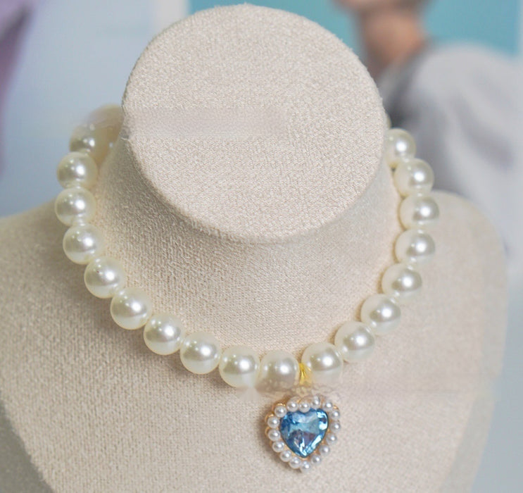 Pearl Necklace Love Gem Cat Collar