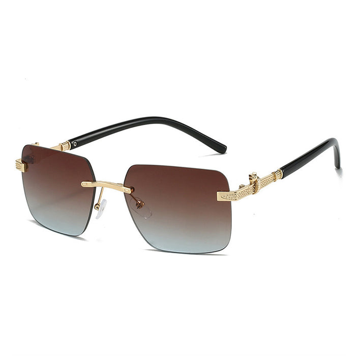 Men's And Women's Same Frameless Trimming Leopard Snake Sunglasses