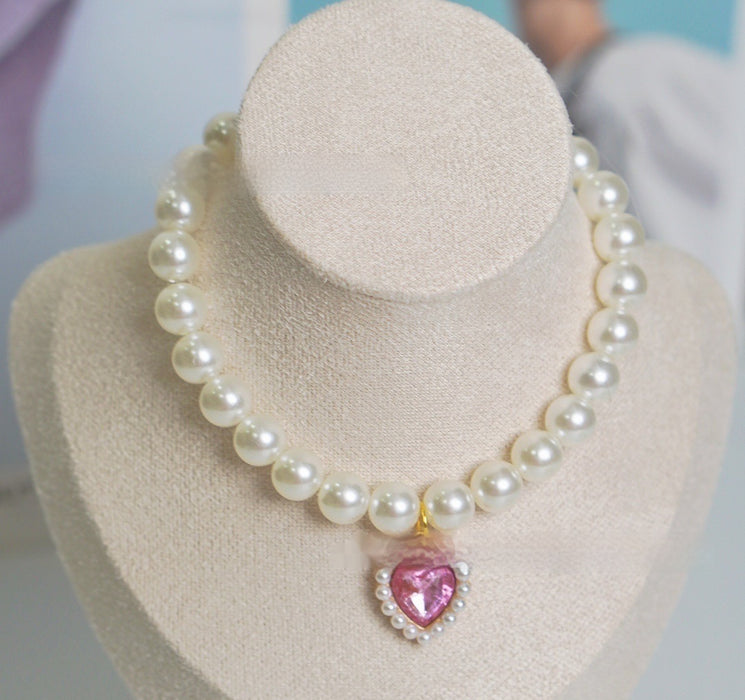 Pearl Necklace Love Gem Cat Collar