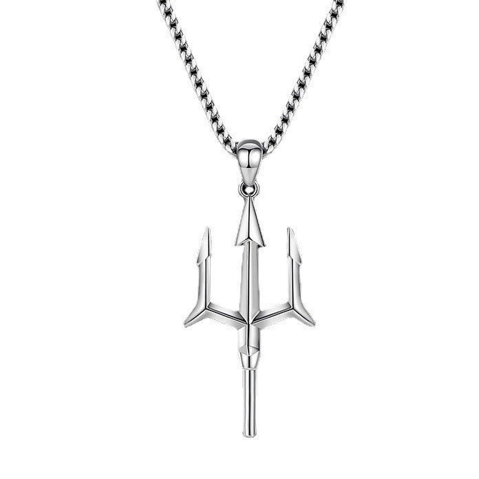 Fashion Stainless Steel Small Trident Necklace Ornament