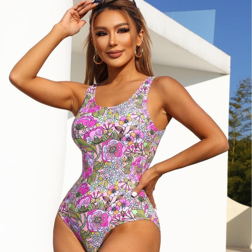 One-piece Printed Sexy Backless Floral European And American Advanced Swimsuit