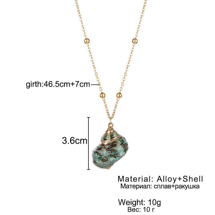 Ins Style Women's Beach Shell Gold-plated Edge Pendant Conch Necklace