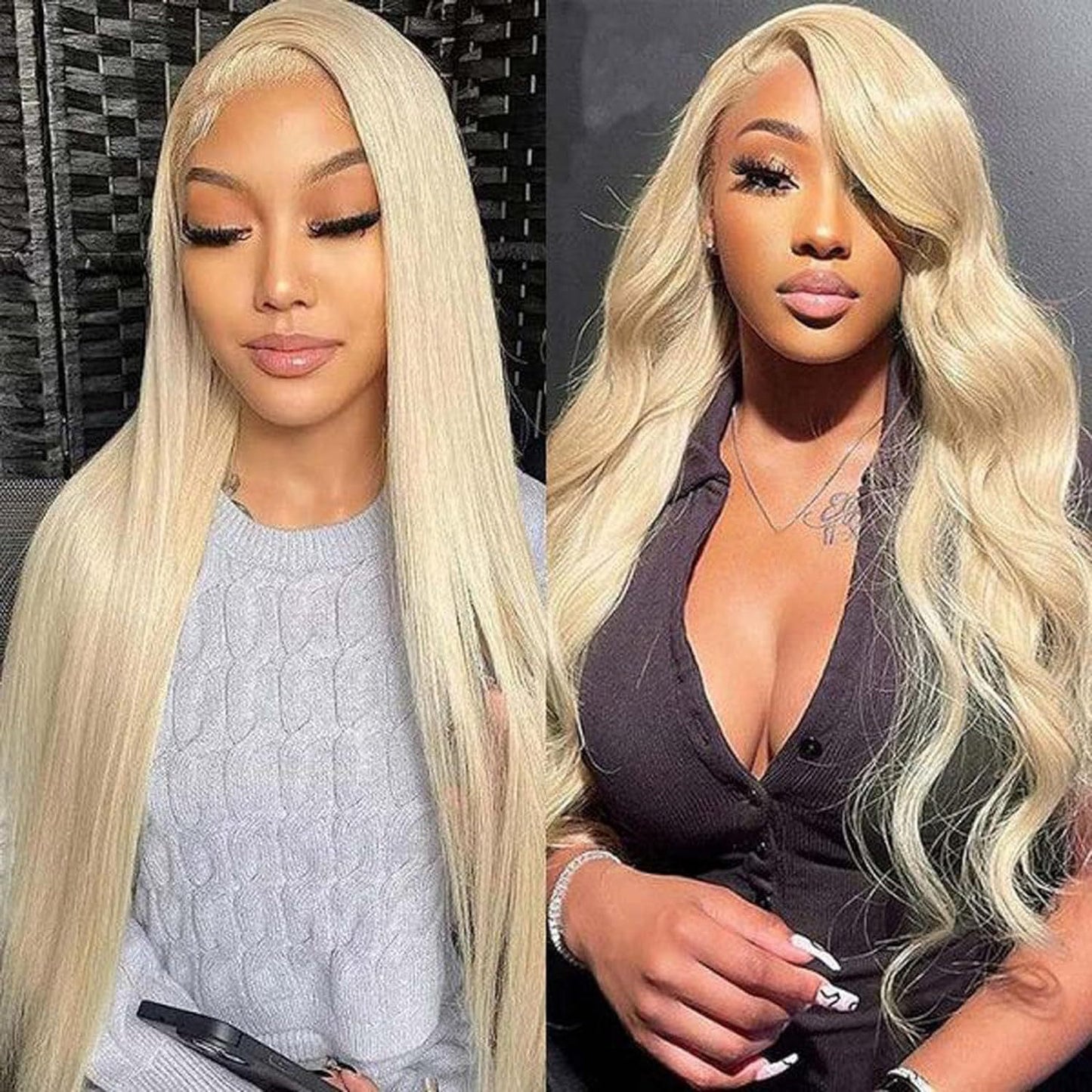 European And American Women's Lace Front Synthetic Fiber Wig With Middle Parting