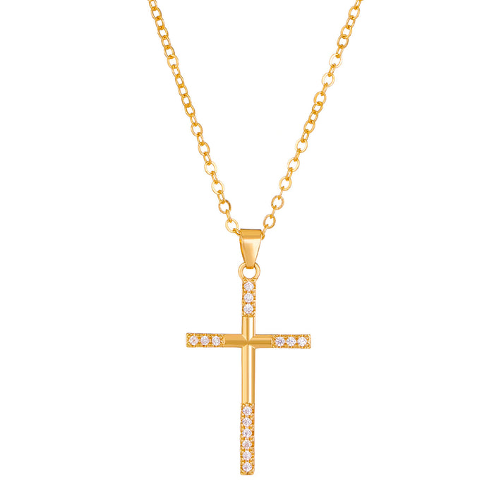 Diamond Cross Necklace Female Cross Pendant Clavicle Chain