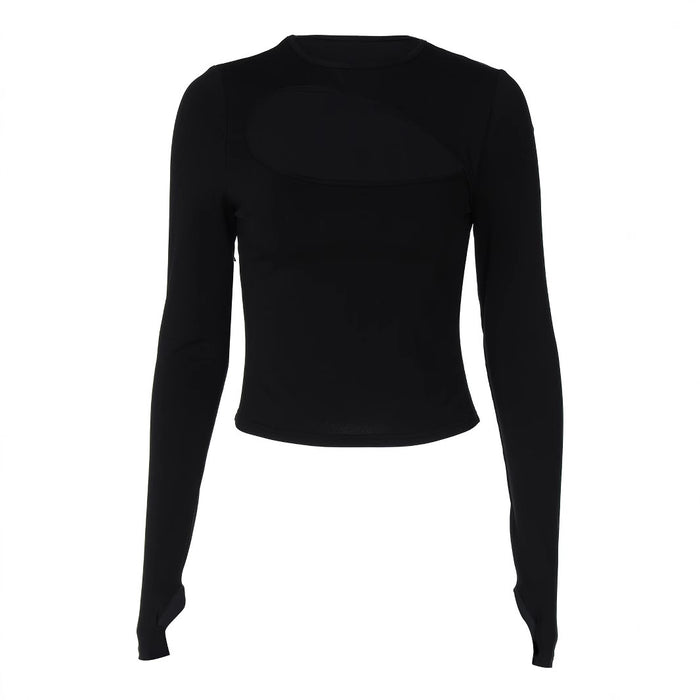 Hollow T-shirt Long Sleeve Slim-fit Top